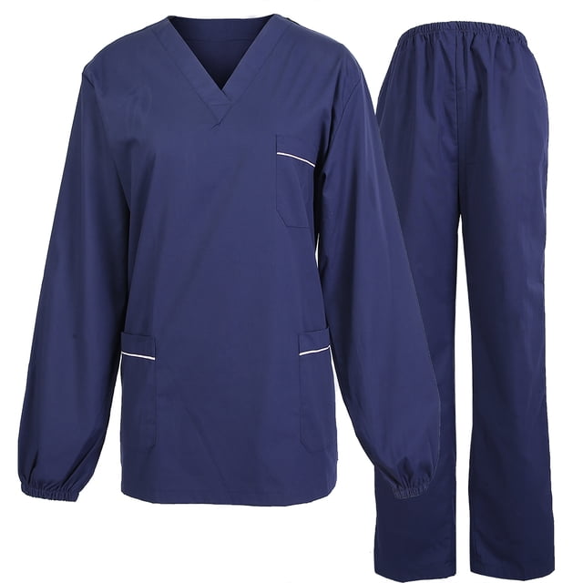 Traje de enfermería uniforme de enfermera transpirable dentista médicos salón camisa pantalones ropa conjunto mujeres manga larga XXXL