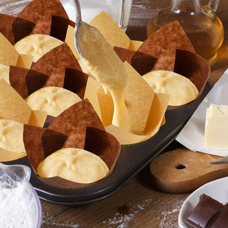 400 Pcs Tulip Cupcake Liners – Greaseproof Baking Cups, 2" Diameter, Black, For Holidays & Parties