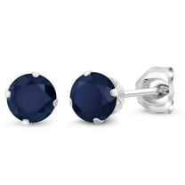 Gem Stone King 925 Sterling Silver Blue Sapphire Stud Earrings for Women Men (0.72 Cttw, Gemstone Birthstone, Round 4MM)