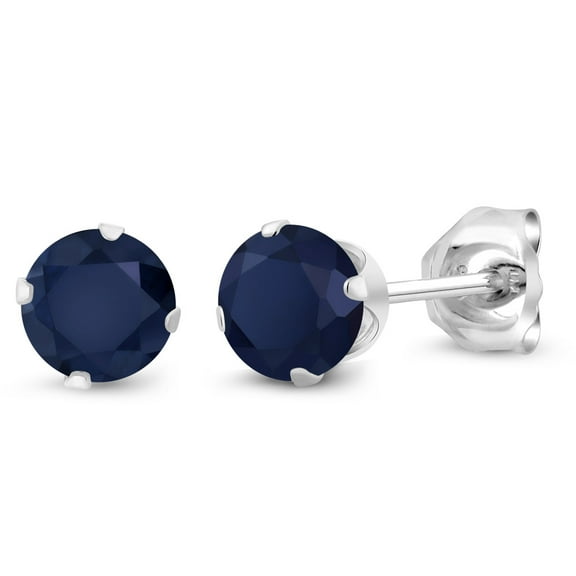 Gem Stone King 925 Sterling Silver Blue Sapphire Stud Earrings for Women Men (0.72 Cttw, Gemstone Birthstone, Round 4MM)
