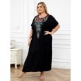 thumbnail image 2 of Moroccan Embroidered Kaftan Abaya Dresses for Women Batwing Sleeve Caftan Loungewear Maxi Beach Tunic Plus Size Africa Robe Casual Summer Outfis, 2 of 10