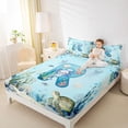 thumbnail image 4 of Feelyou Blue Initial R Full Size Sheets, Ocean Axolotl Animal Bed Sheets, 4 Pieces, 4 of 7