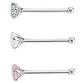 thumbnail image 2 of Xinyolin Cubic Zirconia Stainless Steel Nose Studs, Women's 3Pcs/Set Body Piercing Jewelry, 2 of 7