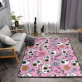 thumbnail image 3 of LNWH Cute Skull Pink Rug for Bedroom Living Room, Non-Slip Soft Foldable Carpet, 63" x 48", 3 of 6