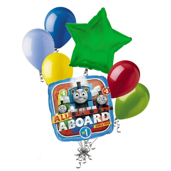 7 pc Thomas the Train Tank Engine Balloon Bouquet Party Decoration PBS Birthday