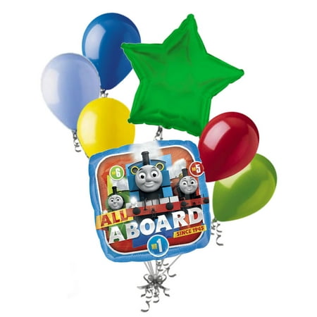 7 pc Thomas the Train Tank Engine Balloon Bouquet Party Decoration PBS Birthday