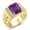 Amethyst, variant on Men's Rings Yellow Gold Plated Silver Designer Style 10X8MM Emerald Cut Shape Gemstone & Diamonds Amethyst February Birthstone Rings For Men Size 8
