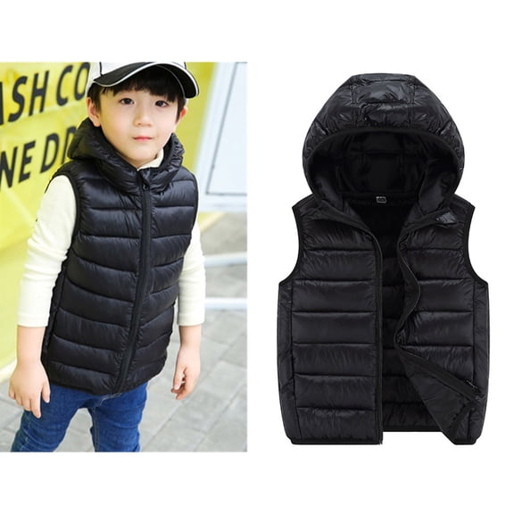 Kids Girls Puffy Vest with Hooded Sleeveless Jacket Lightweight Girls' Outerwear Vests Winter Vest Down Vest 3-4 Years