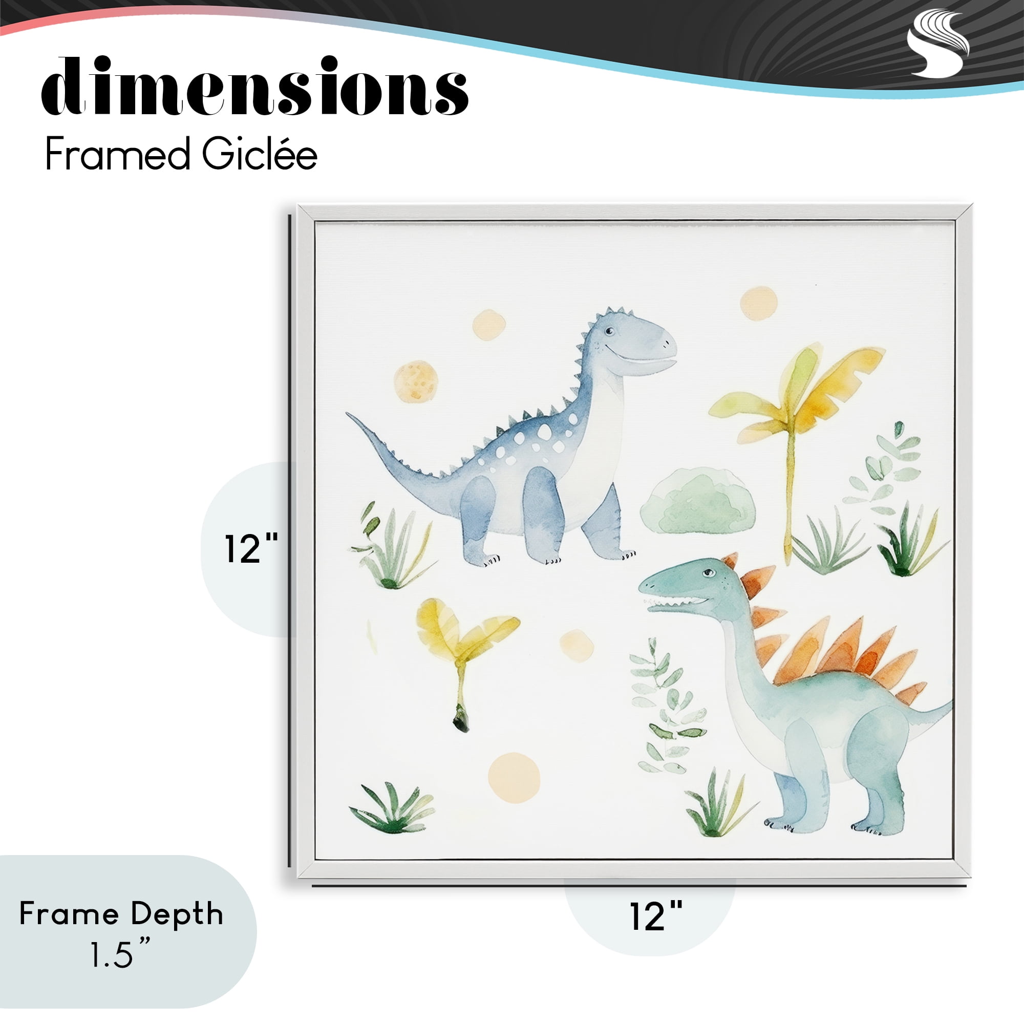 Stupell Industries Dino Wonderland Friends White Framed Giclee Art, design by Lazar Studio