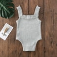 thumbnail image 3 of Newborn Baby Girl Suspenders Jumpsuit, Sleeveless Ruffle Knitted Casual Romper, 3 of 7