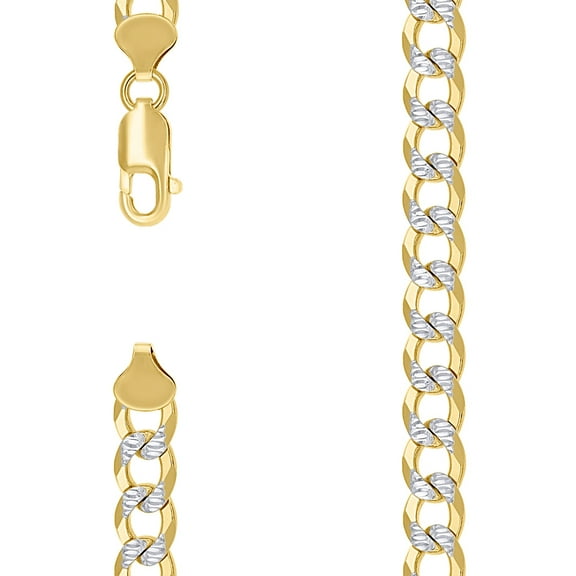 925 Sterling Silver Solid Super Flat Comfort Curb Chain Two tone 6.8mm Anklet 9 Inch Anklet for Women and Men