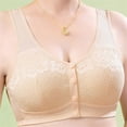 thumbnail image 3 of iHPH7 Front Closure Bra Daisy Bras for Older Women Snap Front Closure Padded Bras Front Snap Bras for Senior Women Wireless Bra No Underwire Adjustable Straps Beige XL, 3 of 3