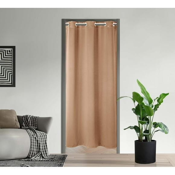 AIR-Blackout Door Curtains,Thermal Insulated Room Darkening PRICACY Doorway Curtain Window Treatment,Room Divider Curtain Closet Curtain for Front Door/Sliding Door/Closet/Patio(Cappuccino, W34XL80)