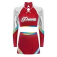 thumbnail image 3 of Alvivi Costume de Cheerleading pour Femmes Robe d'Uniforme Ensemble 2 Pcs Haut Court à Manches Longues avec Mini-Jupe Bourgogne G, 3 of 6