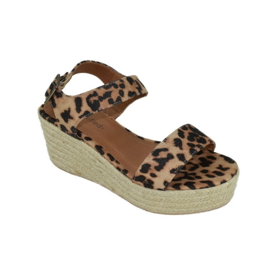 City Classified Women Wedge Sandals Open Toe Ankle Strap Flatform Espadrilles Platform LUTHOR-S Cheetah Leopard Print 11
