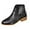 Black, variant on Chelsea Boots Women Retro Leather Stacked Low Heel Zipper Ankle Booties Fashion Buckles Winter Fall Dressy Boots