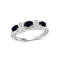 JewelersClub Sapphire Ring Birthstone Jewelry – 1.00 Carat Sapphire 0.925 Sterling Silver Ring Jewelry with White Diamond Accent – Gemstone Rings with Hypoallergenic 0.925 Sterling Silver Band
