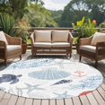thumbnail image 5 of Blue Red Coastal Nautical Large Area Rugs for Bedroom Living Room, Non Slip Carpet Bedside Rug, Beach Sea Turtle Ocean Coral Starfish Round Floor Cover Kitchen Accent Rug 6' for Dining Room/Office, 5 of 9