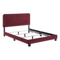 thumbnail image 2 of Modway Celine Lit Simple en Velours de Performance Capitonné à Canaux, Rouge Bordeaux, 2 of 9