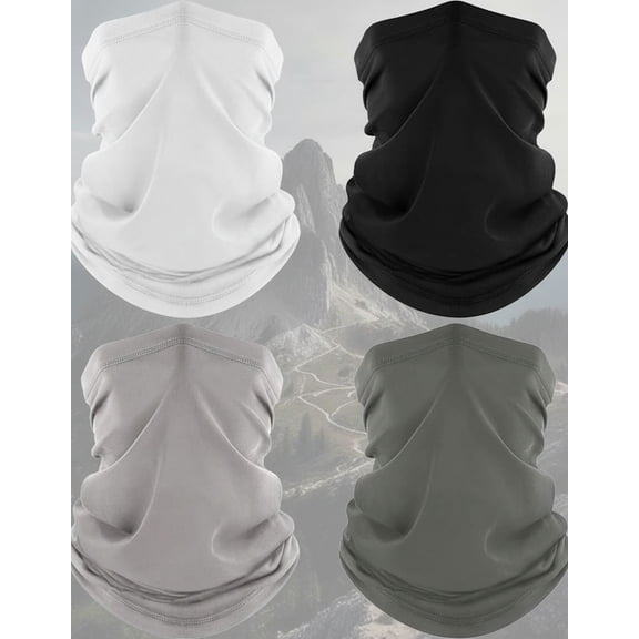 4 Pack Neck Gaiter, Cooling Breathable Face Mask UV Protection Scarf Hiking Bandana for Men/Women