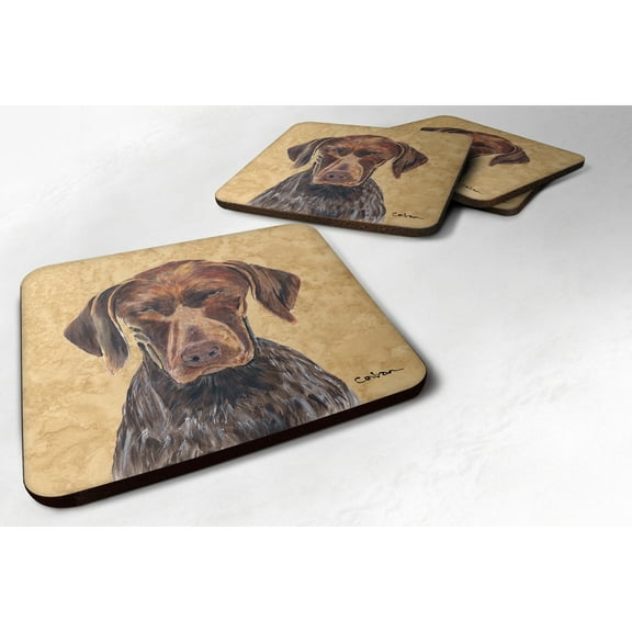Carolines Treasures SC9117FC German Shorthaired Pointer Wipe your Paws Foam Coaster Set of 4 3 1/2 x 3 1/2 multicolor