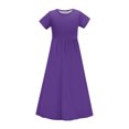 thumbnail image 3 of RXIRUCGD 2025 Vêtements d'Été pour Enfants Tout-Petits Filles Mignon Rayé Imprimé Manches Courtes Robe Extensible avec Poches Robe Longue en Ligne, 3 of 8