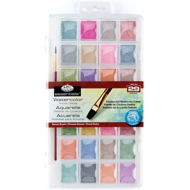 Royal & Langnickel - 28 Color Pearlescent Watercolor Paint Cake Set W/ Brush