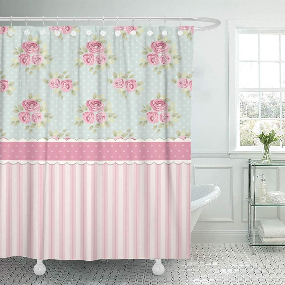 7 Piece Melrose Pink Shower Curtain and Resin Accessory Set 
