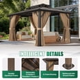 thumbnail image 3 of Clouddwell 10'x14' Hardtop Gazebo - Polycarbonate Double Roof with Netting & Curtains for Patio, Garden Sun Protection,Brown, 3 of 8