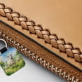 thumbnail image 3 of Sheep In Meadow Watercolor Design Faux Leather Square Keychain, 3 of 7
