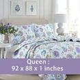 thumbnail image 2 of Juego de cama reversible con estampado floral de cachemira, color lila, lavanda y morado, cubrecama ligero para todas las estaciones (morado, tamaño Queen, 3 piezas), 2 of 5