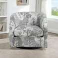 thumbnail image 3 of Comfort Pointe Banyon Gray Floral Fabric Upholstered Swivel Glider Barrel Chair, 3 of 16