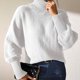 thumbnail image 4 of Suéter de cuello alto para mujer, suéter liso holgado de invierno, suéter de manga larga con cuello redondo, tops de poliéster para mujer, 4 of 6