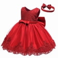 thumbnail image 2 of Vestido LZH de encaje rojo con lazo para niñas de 3 a 6 meses, 2 of 6