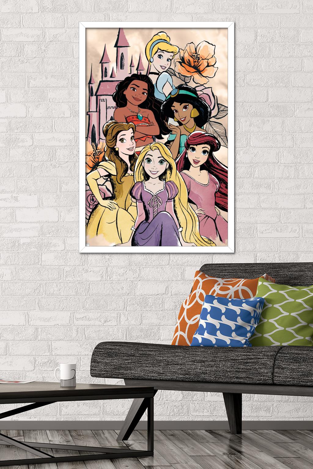 Disney Ultimate Princess Celebration - Castle Group Wall Poster, 22.375" x 34", Framed