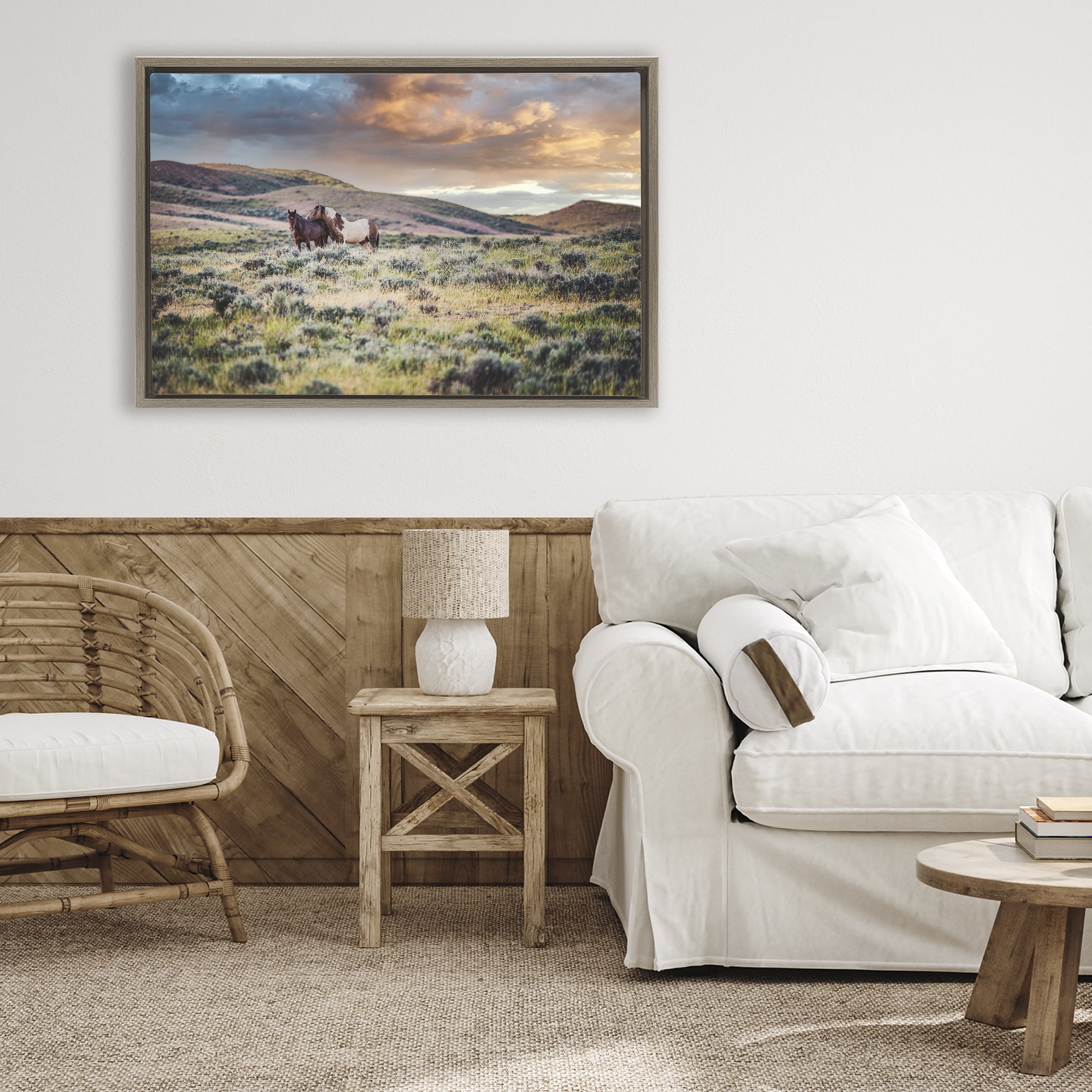 Stupell Industries Stay Close Horses Brown Framed Floater Canvas Wall Art, design by Tim West