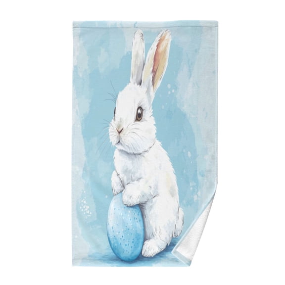Pure Cotton Face Towel 16x28 Inches Hand Towel Bath Towel Hand Bath Towels Soft Good Water Absorption for Washing Face Wiping Face Blue Easter Bunny