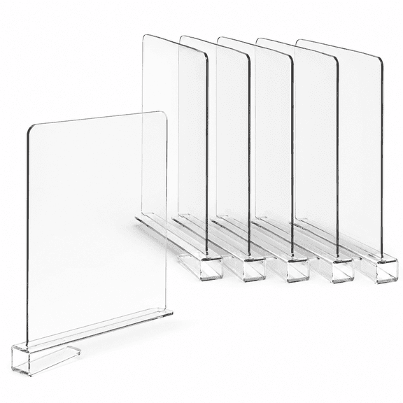 PLERISE  6 Pack Clear Shelf Dividers for Closet Organizers and Storage