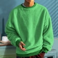 thumbnail image 2 of KHONTS,Men's Sherpa Loose Fit Hoodless Sweatshirts Warm Casual Fashion Pullovers Fall and Winter Plus Size Soft Comfy Tops Green M, 2 of 5