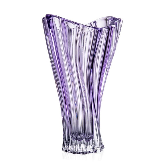 Czech Bohemian Crystal Glass Vase 12''-H Amethyst-Purple Vintage ''Plantica'' European Design Elegant Centerpiece Flower Vase Home Decor Wedding Birthday Housewarming Anniversary Party
