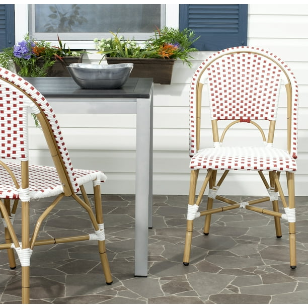 Safavieh Salcha Outdoor French Bistro Side Chair Set Of 2 Red White Com Safavieh Salcha Outdoor French Bistro, Outdoor French Style Bistro Table And Chairs