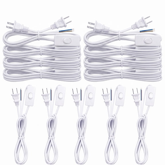 BlinkLLX 6 Feet White Lamp Switch Extension Cord 10 Piece 10 Pack