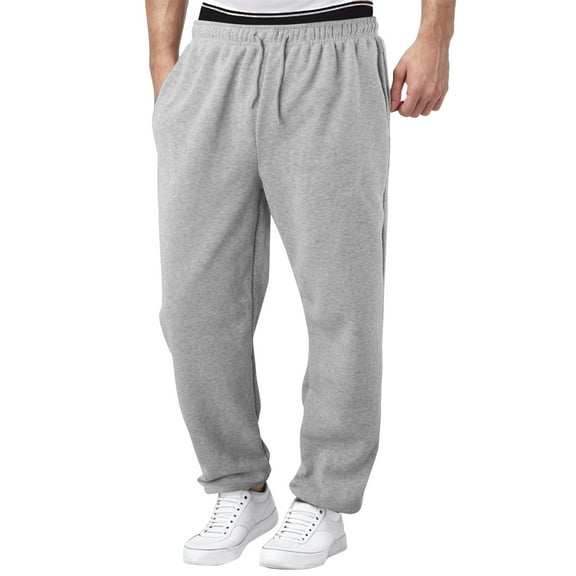 Men's Heavyweight Cargo Sweatpants,Baggy Elastic Waist Drawstring Sweatpants with Pockets Joggers Trousers