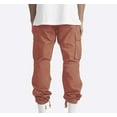 thumbnail image 4 of Leesechin Mens Cargo Pants Solid Casual Multiple Pockets Outdoor Straight Type Fitness Pants Work Pants Trousers Watermelon Red M, 4 of 9