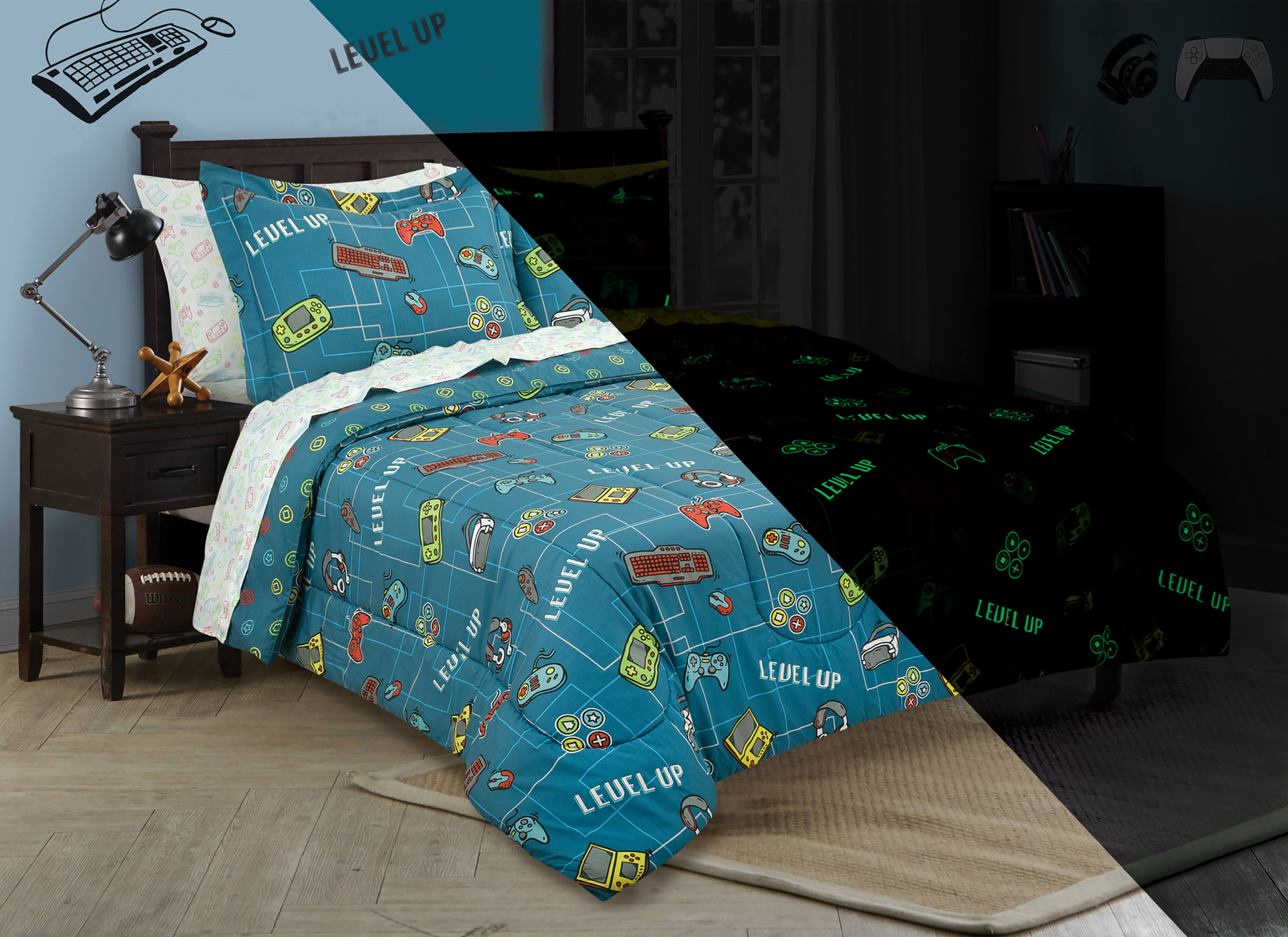 Kidz Mix Level Up Glow-in-the-Dark Bed in a Bag, Full