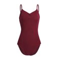thumbnail image 4 of DPOIS Womens Criss Cross Back Built in Shelf Bra Camisole Ballet Dance Leotard Burgundy-A L, 4 of 7