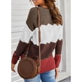 thumbnail image 4 of Asyoly Women's Stripe Pullover Sweater Deep V Neck Long Sleeve Color Block Loose Knit Jumper Casual Lightweight Tops, 4 of 6