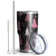 thumbnail image 2 of 30oz Black and Pink Christmas Tree Pattern Tumblers Stainless Steel Tumbler with Lid and Straw,Vacuum Insulated Double Wall Travel Tumbler Cups Mug with Cleaning Brush for Coffee,Tea, 2 of 7