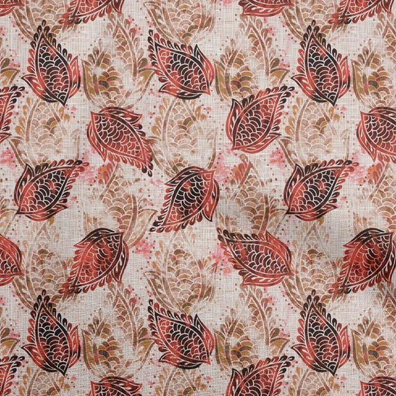 oneOone Polyester Spandex Maroon Fabric Paisley Sewing Craft Projects Fabric Prints By Yard 56 Inch Wide