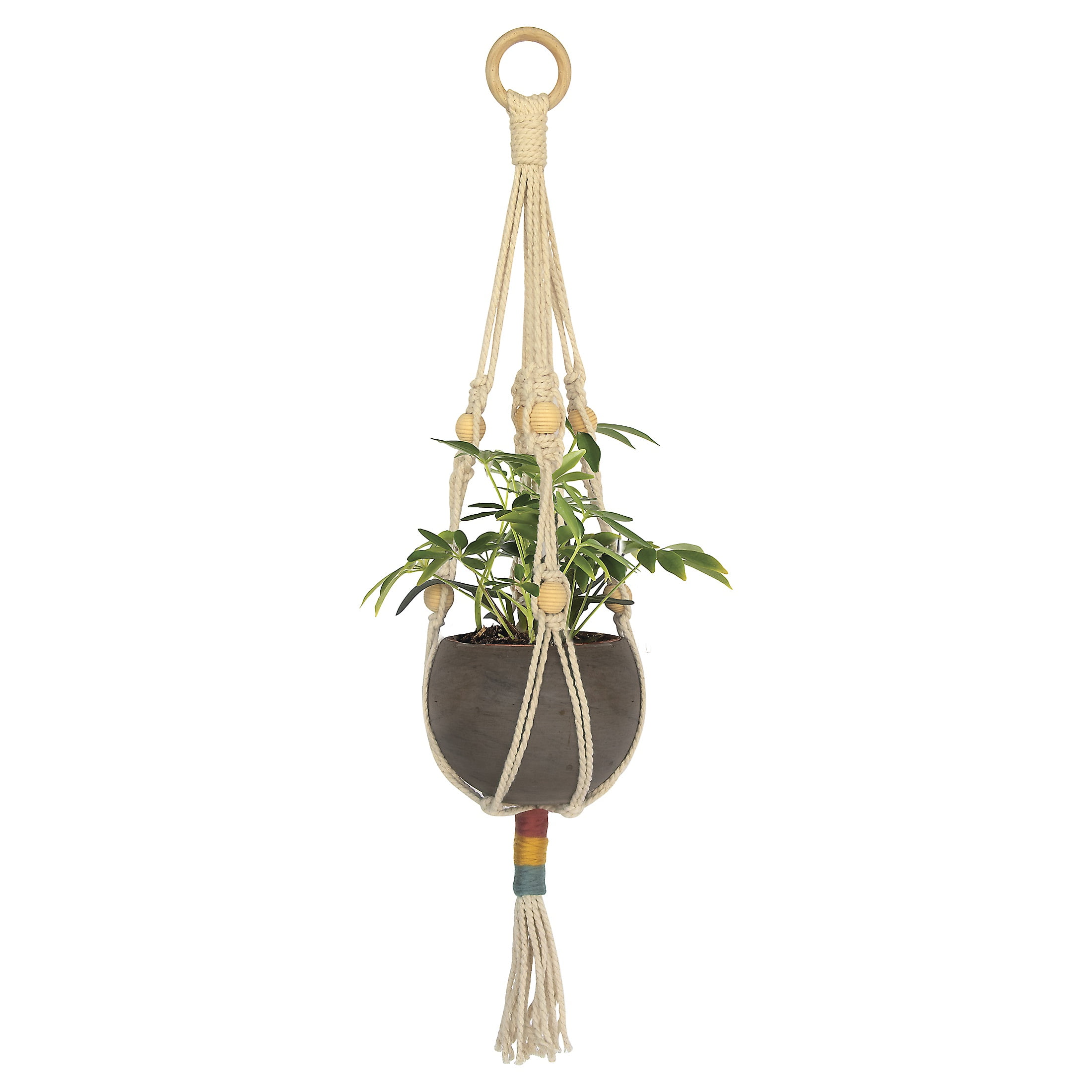 Hillfolk Macrame Plant Hanger Kit- Includes Macrame Cording, Wood Beads, Floss And Instructions. Makes One Plant Hanger.